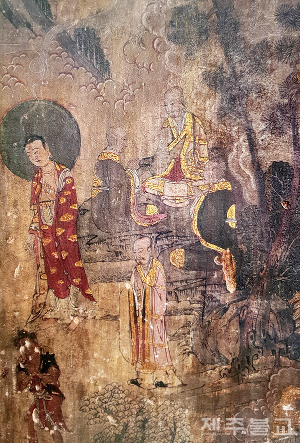 (사진 1) 각원사 벽화 부처님께서 추한 아이를 교화하다